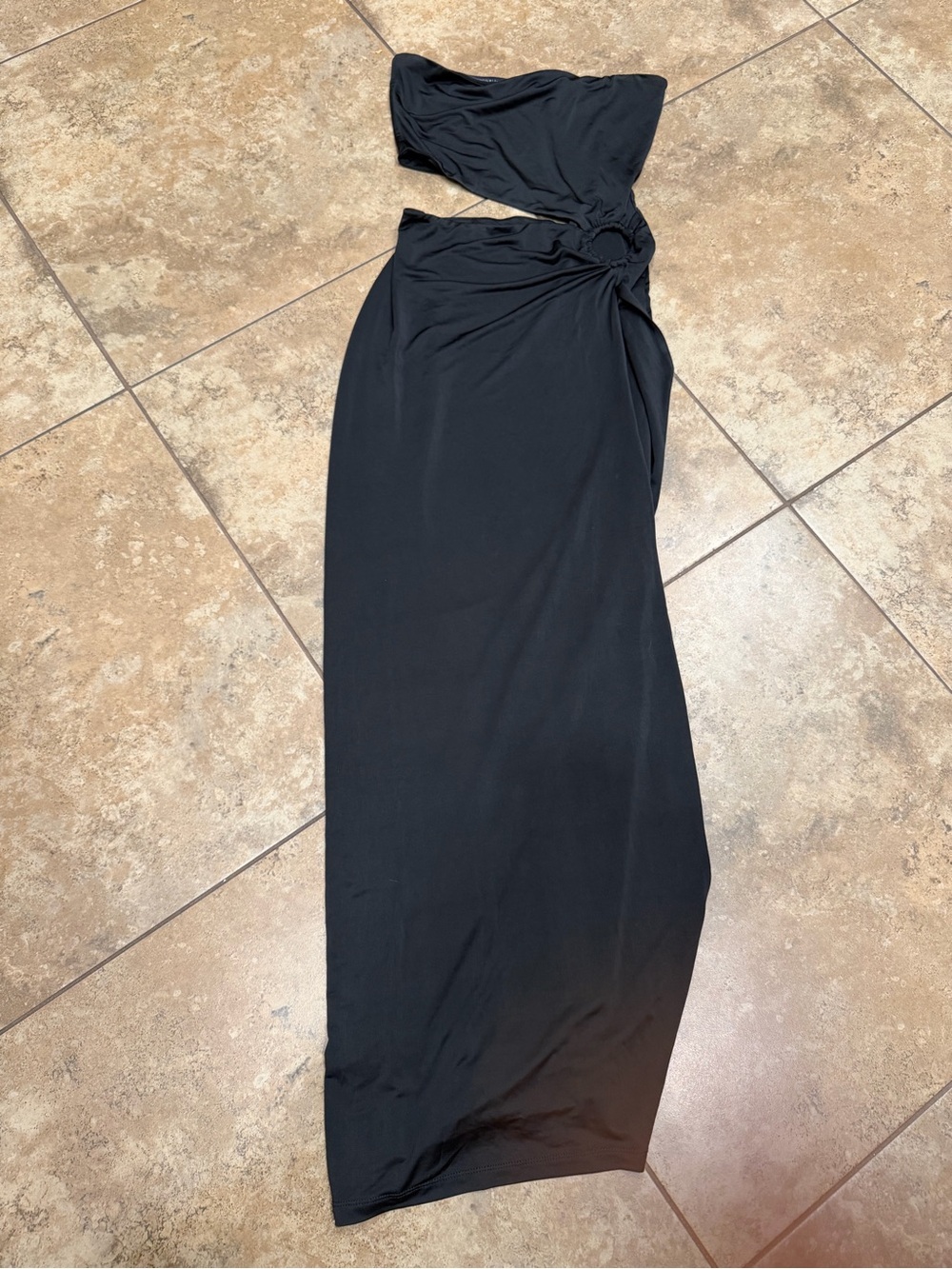 Meshki Black One-Shoulder Cutout Maxi Skirt